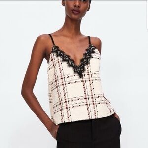 Zara Place Lace Trim Cropped Camisole Top